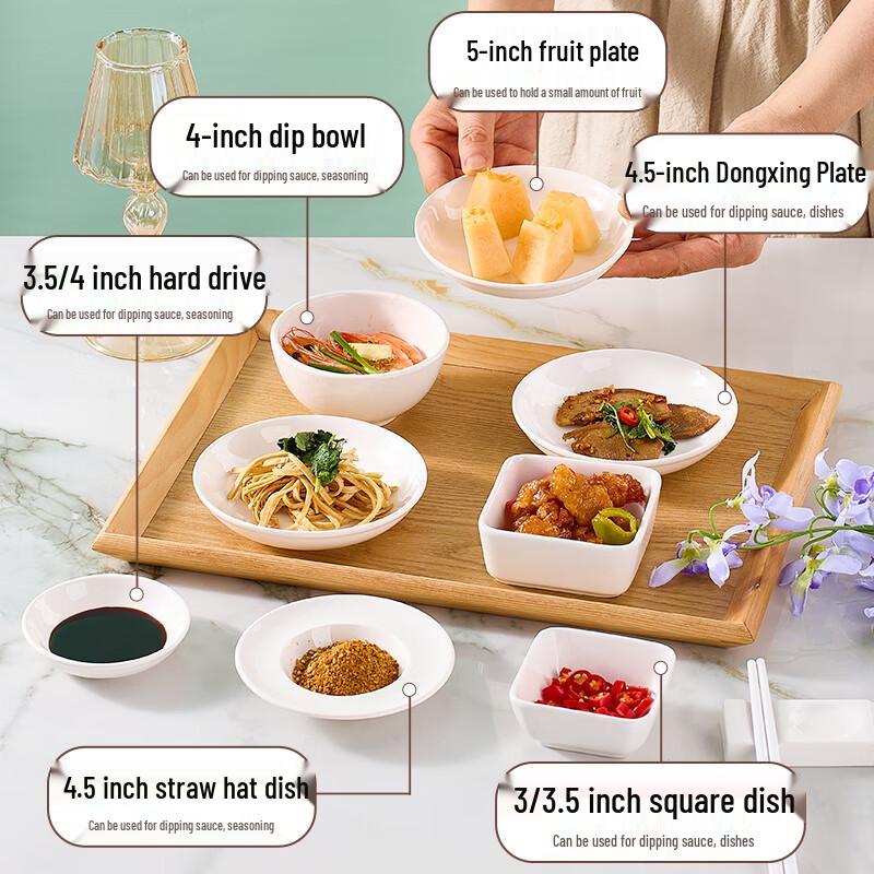 Wuhe Pure White Ceramic 3.5-inch Square Dipping Dish Set of 4