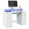 VidaXL Desk with LED Lights White 120x55x91 Cm Engineered Wood, Work Desk, Study Desk, Home Office Desk, 3309411