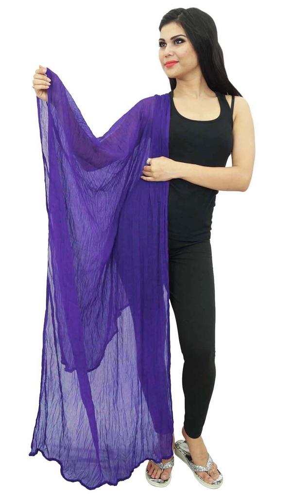 Длинный палантин из смесового шифона, индийская накидка Dupatta Chunni с запахом на шею