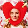 Kids Toys Gifts Red Heart Shaped Hat Creative Warm Pullover Hat Funny Headgear Cupid's Arrow Hat Holiday Celebration