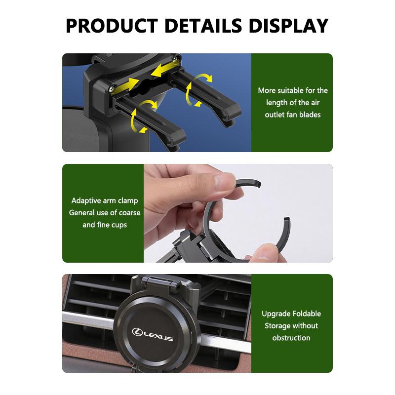 For Lexus Folding Car Air Outlet Storage Holder Cup Holder RX 300 400 460 UX 200 NX LX LS GS 330 IS 250 300 GX