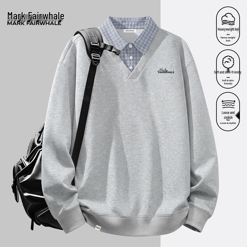MARK FAIRWHALE Men's Old Money Style Faux Two-Piece Sweatshirt