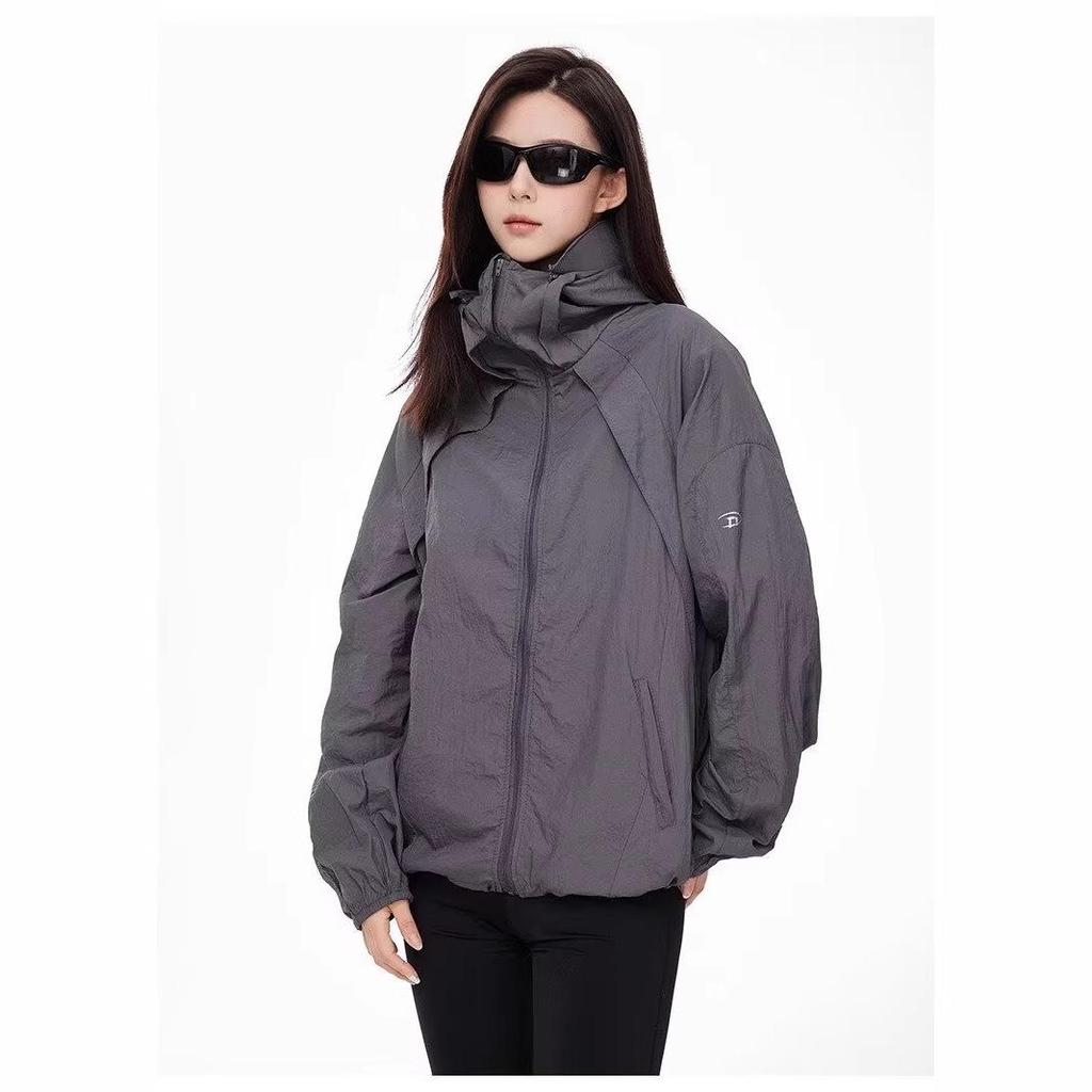 Ретро Хип-Хоп Унисекс Тонкая Куртка с Капюшоном - UPF50+ Быстросохнущая Защита от Солнца