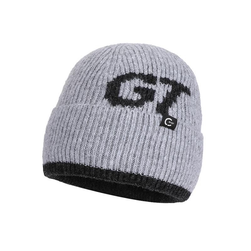 Autumn and winter velvet warm ear protection knitted wool hat men's outdoor leisure sports mountaineering cycling bag head cold hat