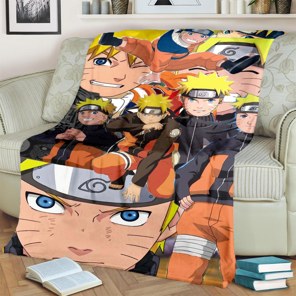 Anime-Naruto Print Blanket Warm Comfortable Flannel Blanket for Bedrooms, Sofas, Beds, Chairs, Picnics, Travel -LXR47