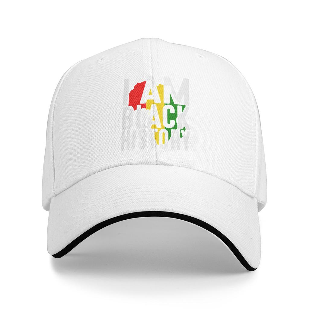 I am Black History Map of Africa RBG Colors African American Baseball Cap Outdoor Gym Trucker Hat Stylish Print Snapback Cap