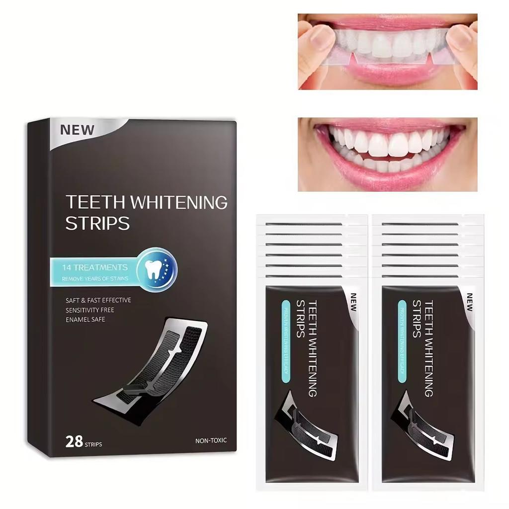 Полоски для отбеливания чувствительных зубов, 28 отбеливающих агентов, полоски для отбеливания с активированным углем, глубокое удаление пятен, отбеливание зубов, безопасно для зубной эмали
