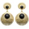 [R5780] - Позолоченные серьги «Клеопатра» с черным агатом - 28x18 мм