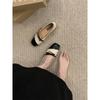 Fashion French Shallow Single Shoe Women's 2025 Spring Autumn New Evening Flat Shoe Square Head Mixed Black Mary Sandals Polyurethane So