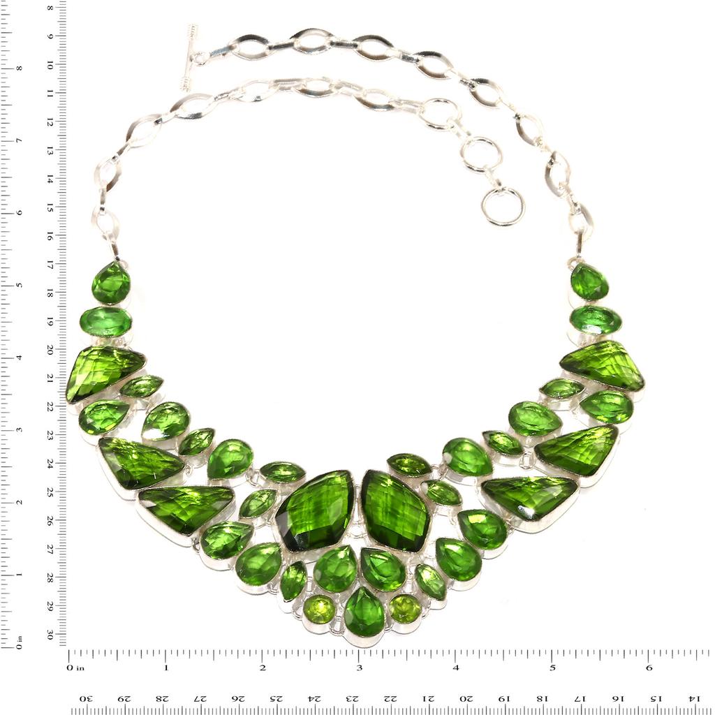 Peridot Quartz Gemstone Ethnic Style Jewelry Necklace 16-18''