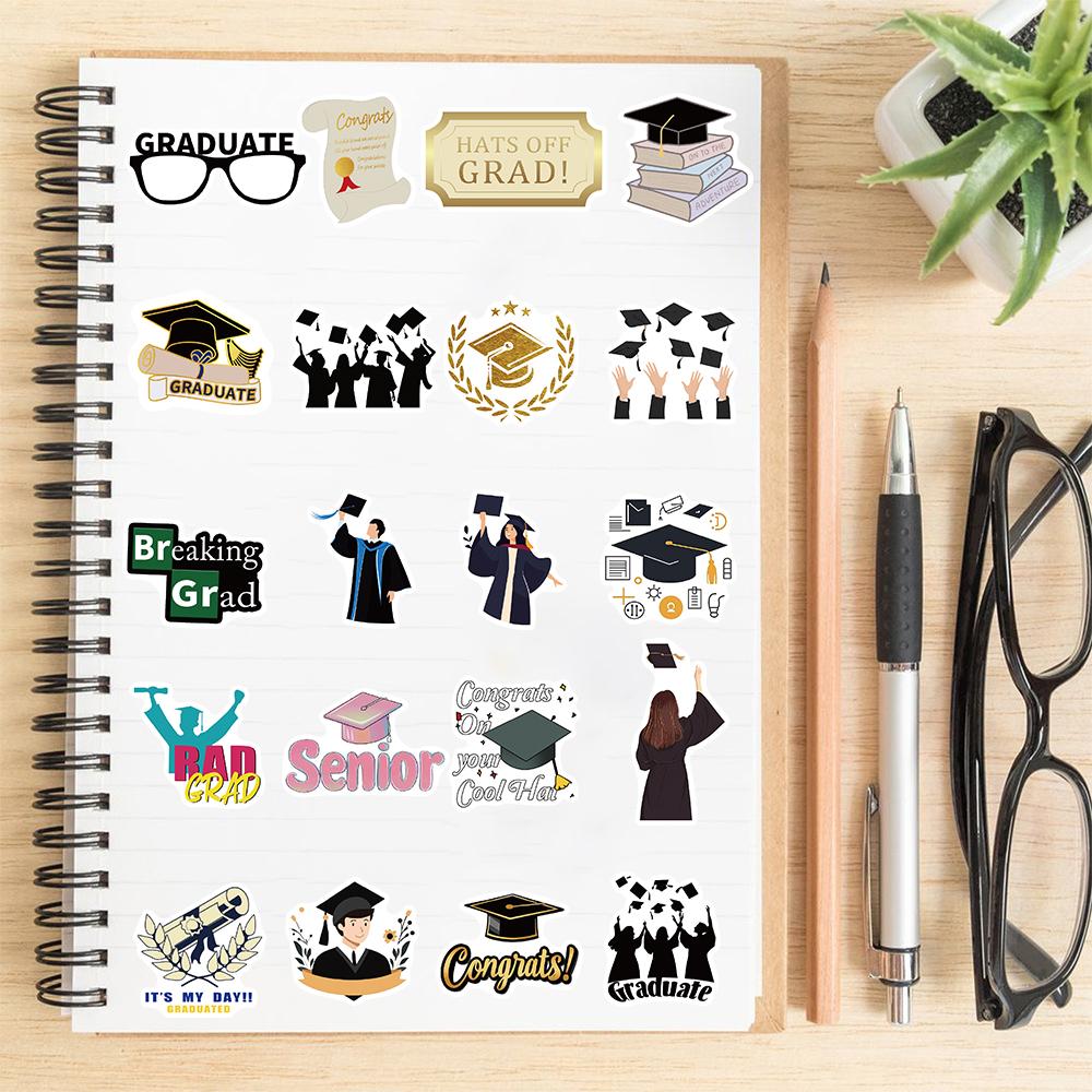50PCS Graduation Season Sticker Landscape Decompression Phone Coffee Laptop Luggage Waterproof Graffiti Graduation Decals