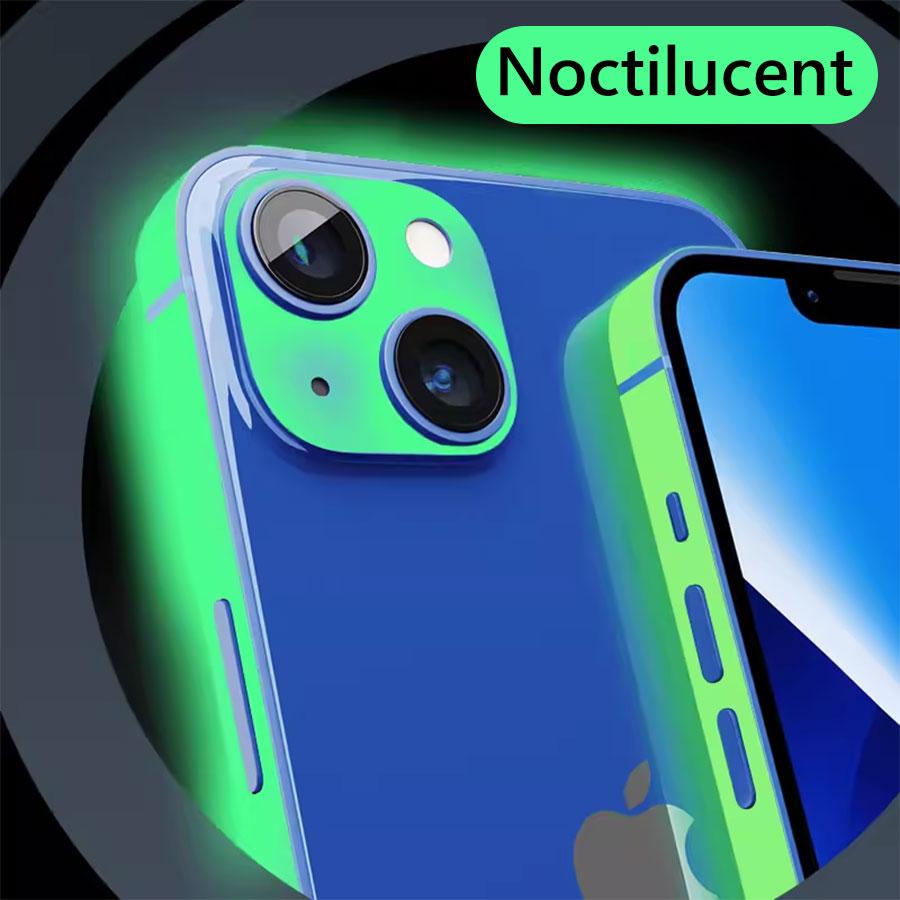 Для iPhone 16 Pro Max 16e 15 Pro Max 14 Pro Max 13 Plus 13 Mini 12 Pro Max светящаяся в ночи рамка-наклейка пленка + защита объектива камеры