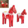 2pcs Hand Painted Swedish Wooden Horse Figurine Dalecarlian Horse Ornaments for Home Wedding Supplies