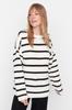 Women's Fashionable Stylish Sweater Black Wide Fit Couple Striped Knitwear Sweater