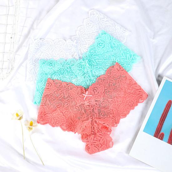 Women's Panties Floral Lace Low Waist Briefs Stretchy Sexy Breathable Underpants for Girls Daily Wear And Sleep