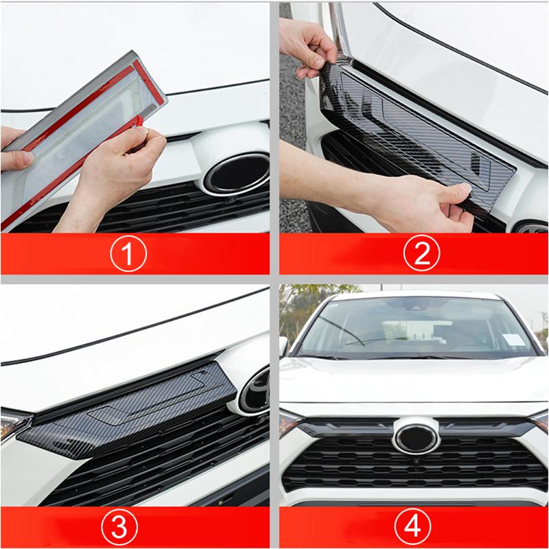 Для Toyota RAV4-2022 2023 XA50 ABS передняя верхняя решетка автомобиля, молдинг, отделка, наклейки, модификация крышки