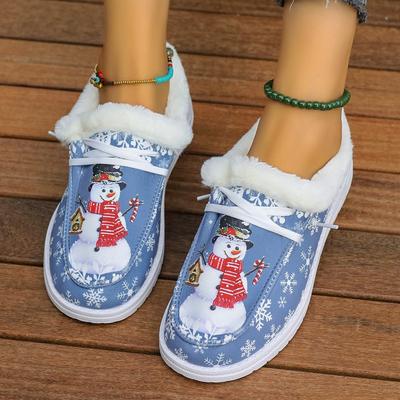 Новые рождественские короткие сноубутсы большого размера Сезон Новые флисовые повседневные женские на плоской подошве для тепла