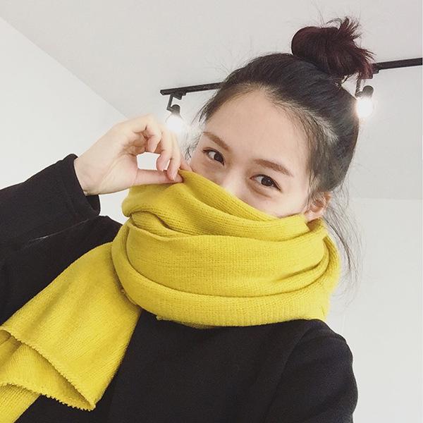 Korean Style Solid Color Imitation Cashmere Scarf for Autumn & Winter