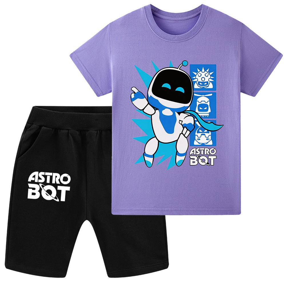 WA1339 2 шт./комплект Детские Мальчики Девочки Футболка с принтом Astro Bot с короткими рукавами Комплекты Шорты Верхний Костюм Штаны