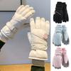 1 Pair Women Skiing Gloves Non-slip Waterproof Windproof Touchscreen Fleece Thermal Gloves Winter Cold Weather Warm Thick Outdoor Cycling Gloves
