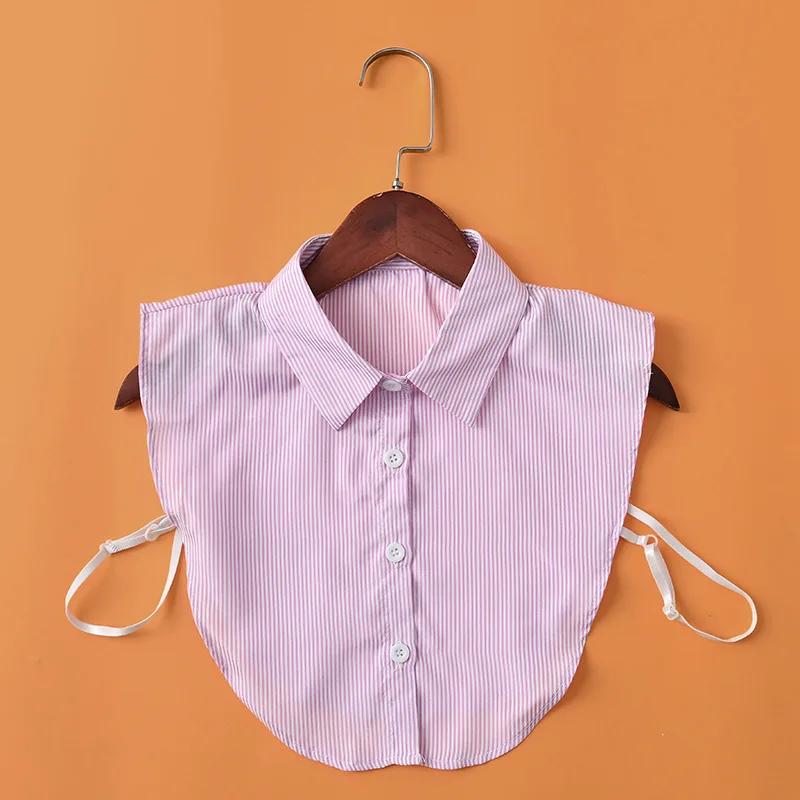 Linbaiway Women Shirt Fake Collar Detachable Collars for Mens Striped Lapel Necklace False Collar Lapel Top Decorative