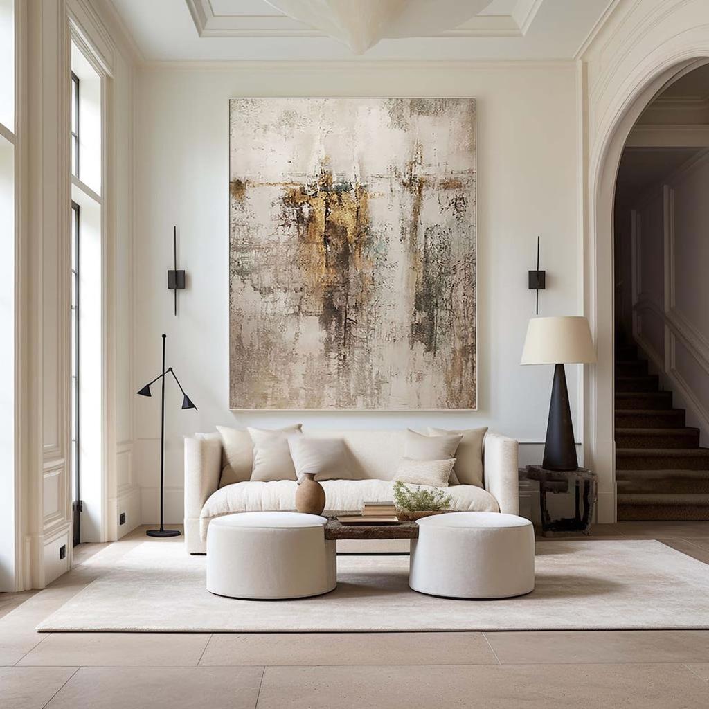 Бежевая белая картина ваби-саби текстура настенное искусство нейтральная белая абстрактная ручная живопись на холсте настенный декор для гостиной без рамки