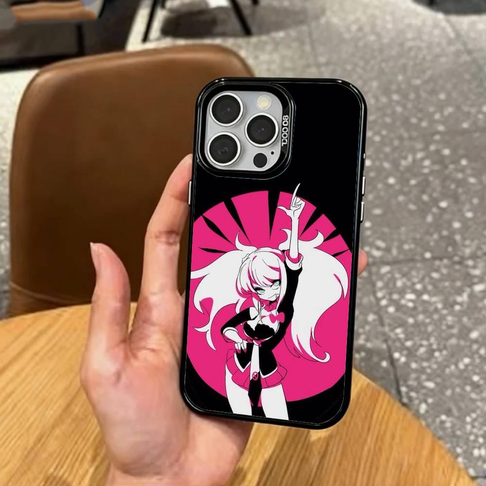 J-Junko E-Enoshima Anime Phone Case For iPhone17,16,15,14,13,12,11 Plus,Pro Max Colored Silver Plated Inside Cover