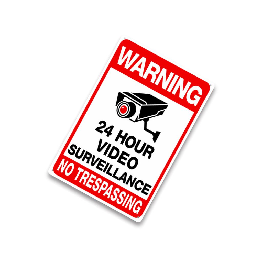 Знак «Круглосуточное видеонаблюдение» Жесть Предупреждающая табличка безопасности с предварительно просверленными отверстиями и закругленными углами Долговечность