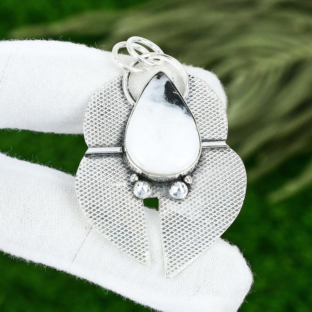 Friendship Day Deal Sterling Silver Zebra Jasper Gemstone Trendy Pendant Jewelry