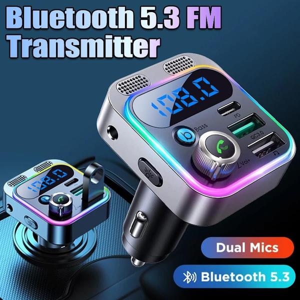 Автомобильный Bluetooth 5.3 FM-передатчик PD30W QC3.0 Автомобильное зарядное устройство с двумя микрофонами Глубокий бас Звук Автомобильный адаптер MP3-плеер