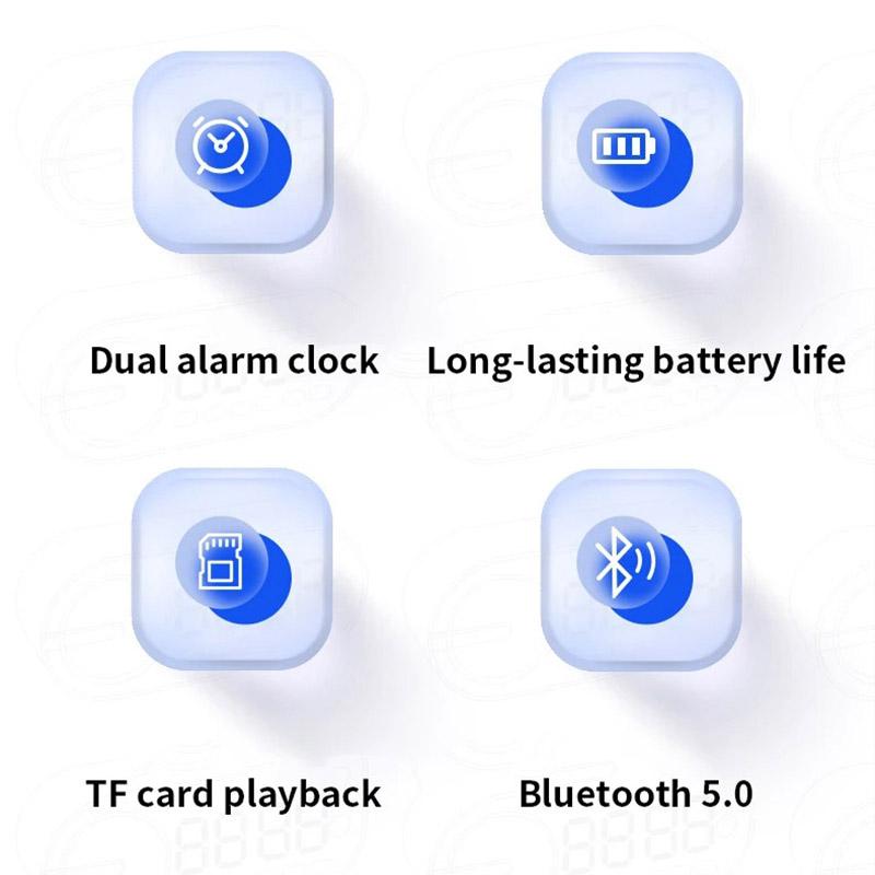 Беспроводные Bluetooth-динамики, часы с двумя будильниками, поддержка TF-карт, FM-радио, высококачественный звук, цифровые настольные часы, украшение для дома