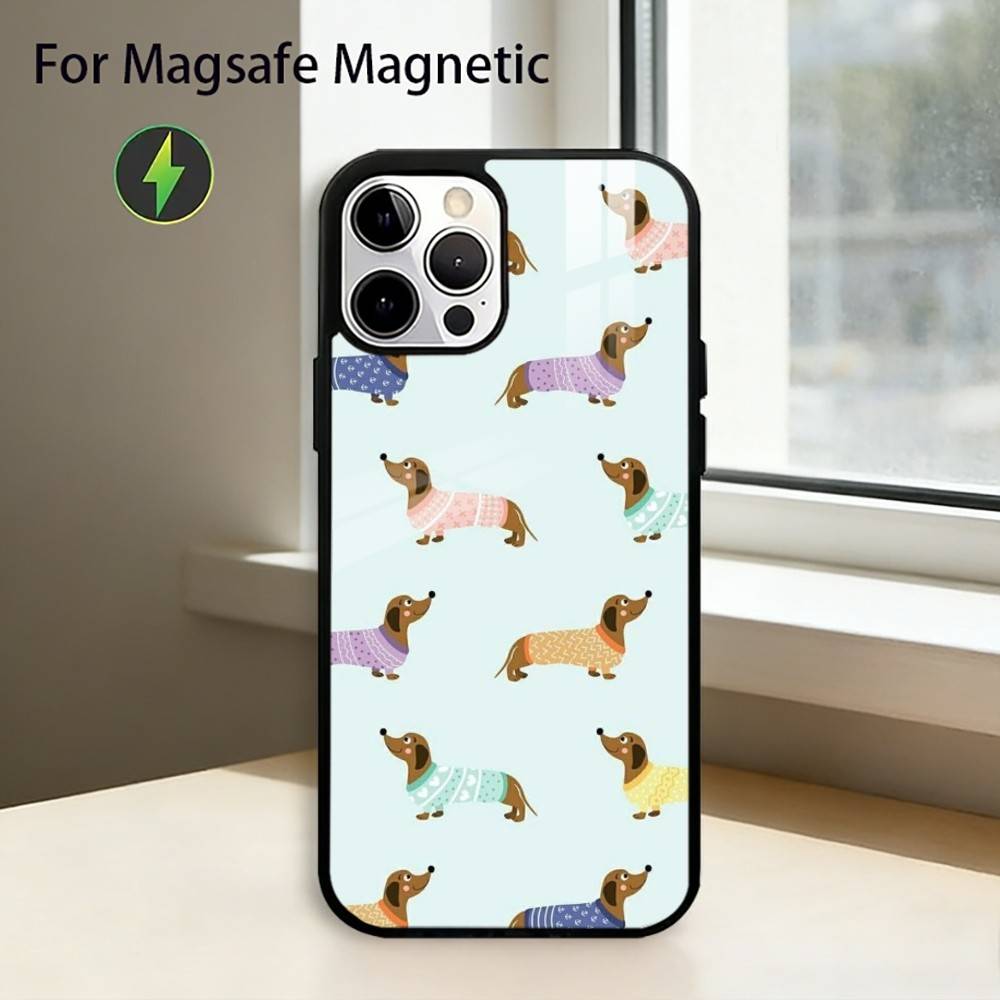 Милый такса сосиска D-Dog Чехол для телефона для iPhone 17, 16, 15, 14, 13, 12, 11 Plus, Pro Магнитный для Magsafe Беспроводной зарядки