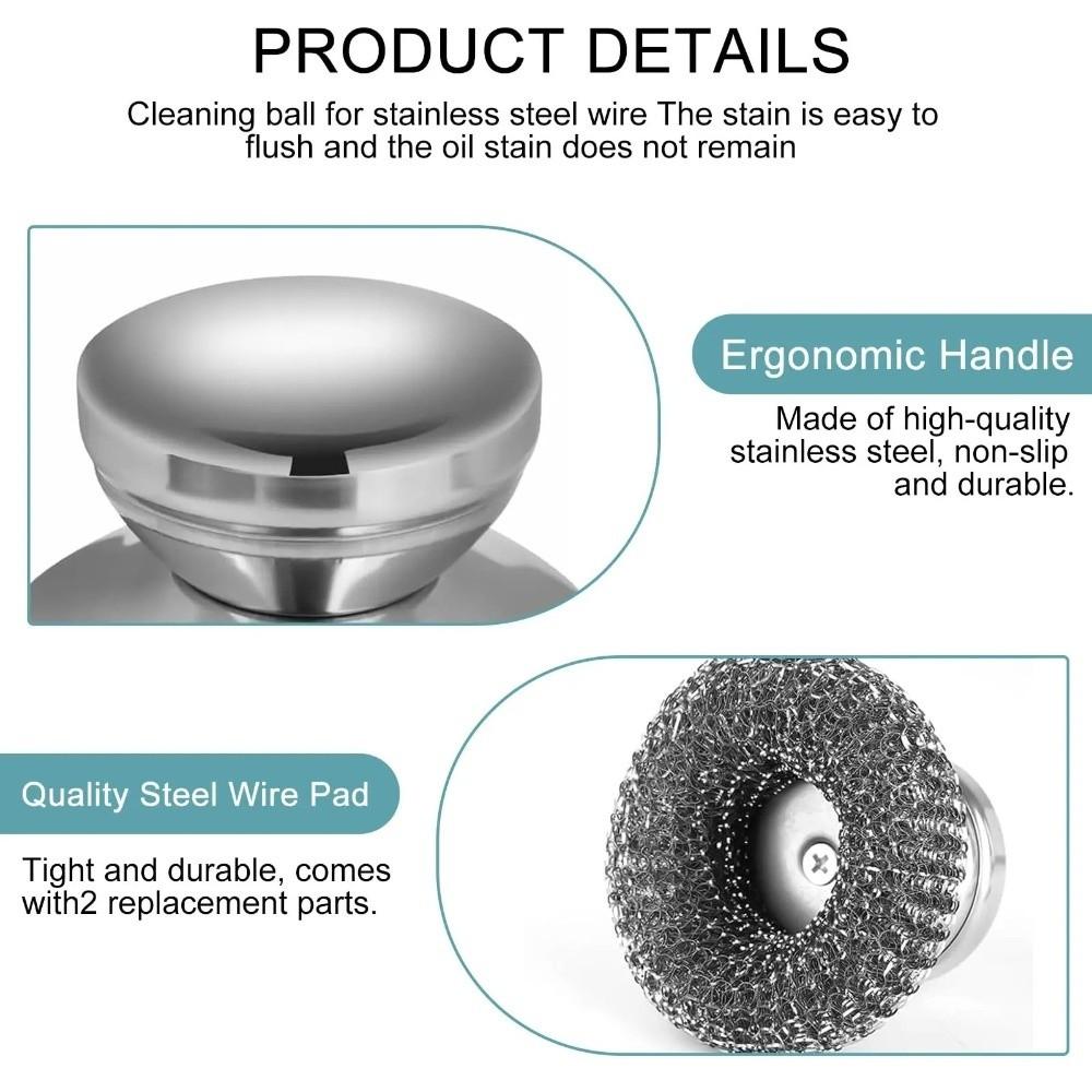 Прочный проволочный шарик для мытья посуды из нержавеющей стали, кухонный инструмент для чистки, металлическая мочалка, для мытья посуды