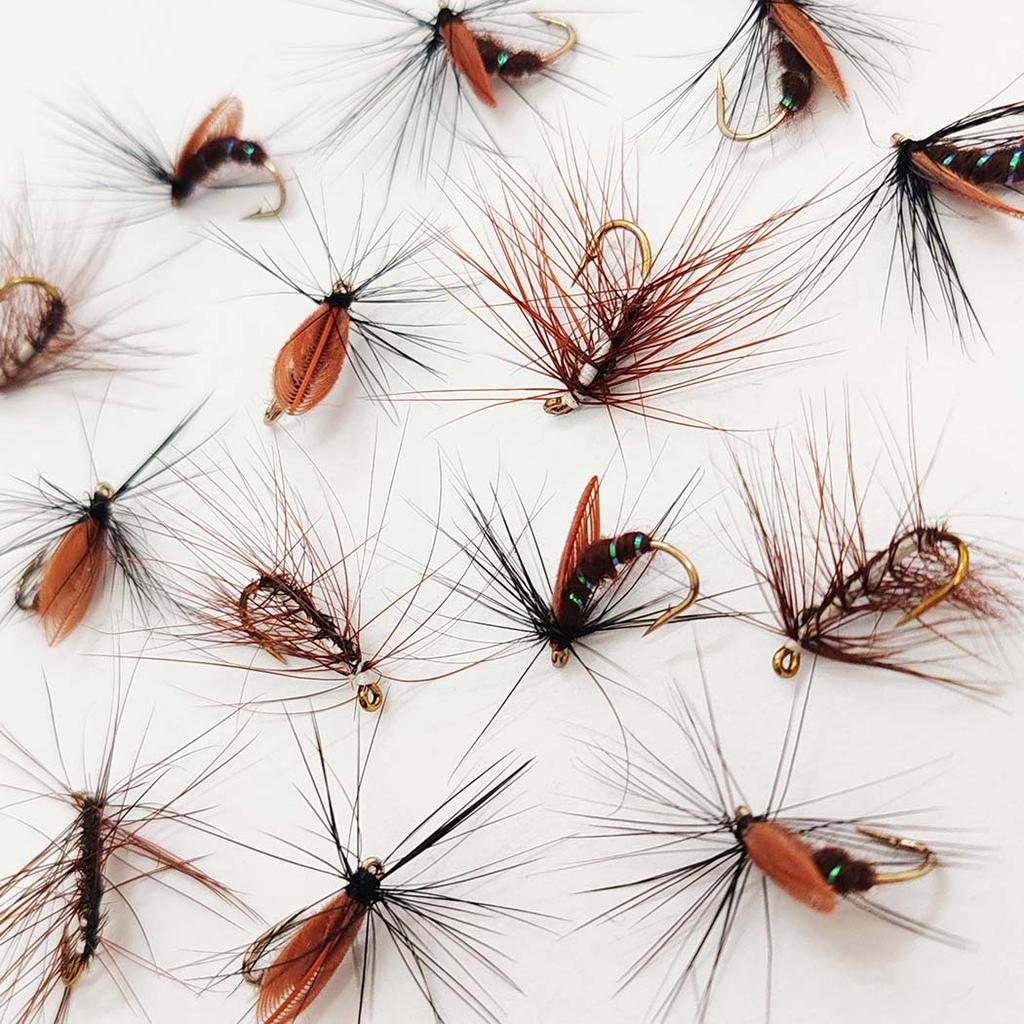 6/10 шт., размеры № 10, крылатые ручейники для лося и искусственные черные крылья, мушка для тела жука, сухие мушки, искусственные насекомые, приманка для форели, щуки, окуня, рыболовные снасти