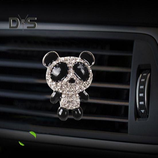 Зажим для духов с рисунком панды, хороший запах, металлическая мини-инкрустация, духи для выхода воздуха в автомобиле