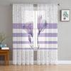 Abstract Purple Flower Chiffon Sheer Curtains for Living Room Bedroom Home Decoration Window Voile Tulle Curtain Drapes