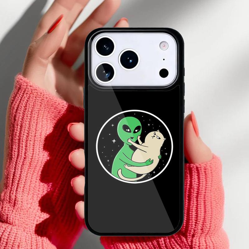 Эстетичный милый мультяшный инопланетный чехол для телефона iPhone 17 16 15 14 13 Pro Max Задняя крышка для 12 11 Pro Coque