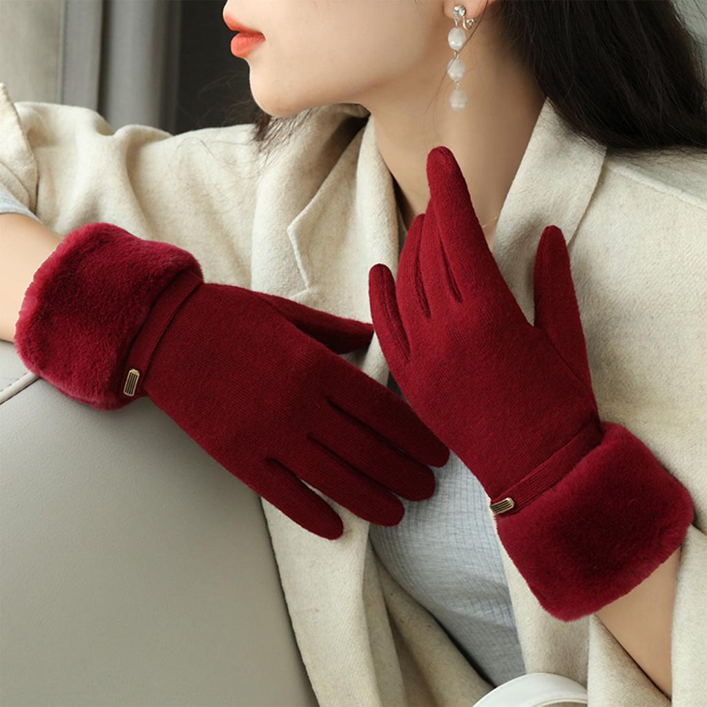 1 пара женских теплых перчаток с сенсорным экраном, зимние противоскользящие перчатки с полными пальцами для велоспорта и езды на открытом воздухе