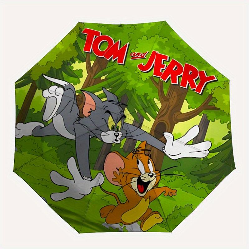 Tom Jerry Automatic Open/close Umbrella, Heavy-Duty Iron Frame, Folding Portable Design, Travel, Everyday Use 198