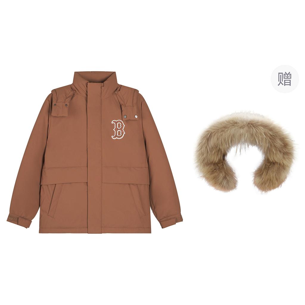 Новый пуховик MLB Boston Red Sox FW24 средней длины унисекс коричневый 3ADJEC736-43BRS