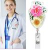 High Resilience Heart Badge Clip Fall-proof Nurse Badge Holder Daisies Pattern Badge Clip Name Tag