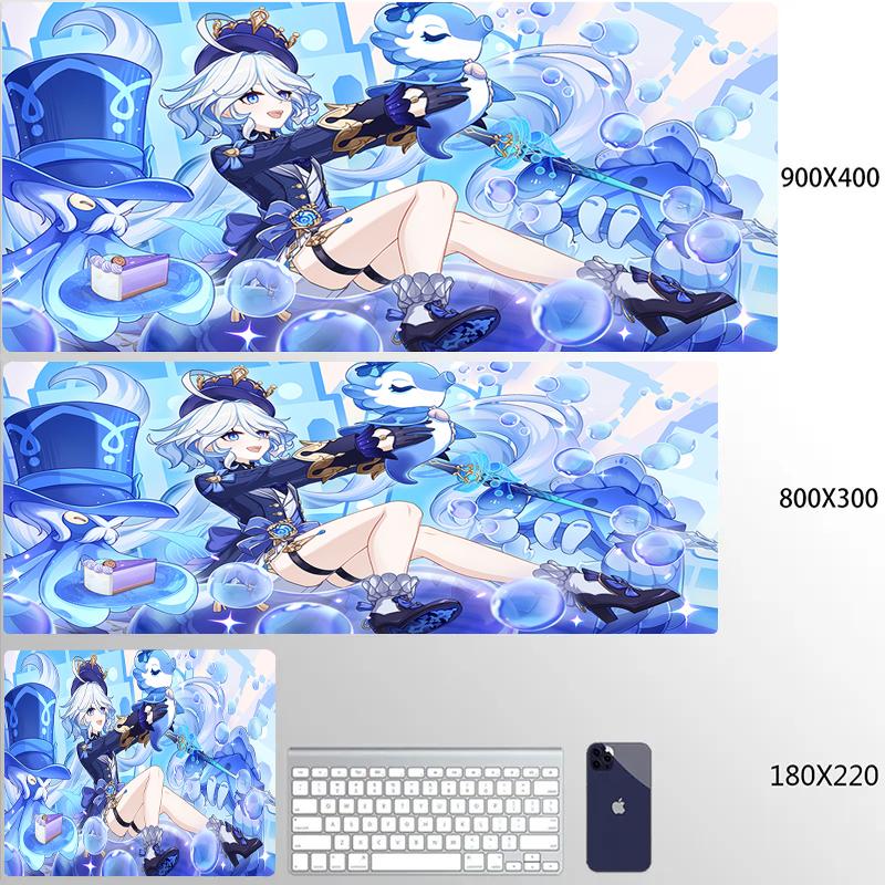 Коврик для мыши Furina Focalors Genshin Impact Большой XXL Коврик для мыши Компьютерная клавиатура Подкладка Аниме Игровой Genshin Аксессуары Настольные коврики