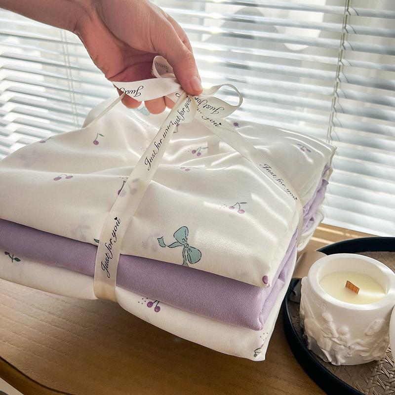 Комплект из 4 предметов из трикотажного хлопка класса А, мытой двойной пряжи, с небольшим цветочным узором, чулочно-носочный стиль