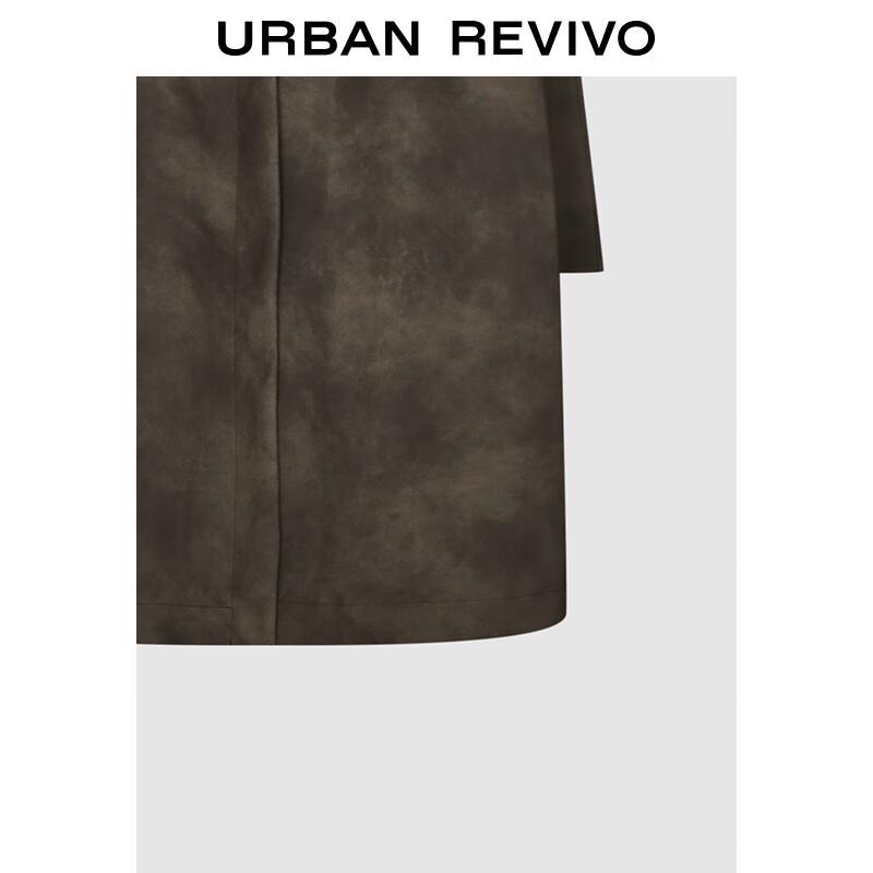 Мужское двубортное ПУ пальто с поясом UR