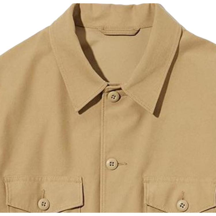 Uniqlo Однотонная однобортная куртка-рубашка с карманами, унисекс, цвет верблюда 455093-34