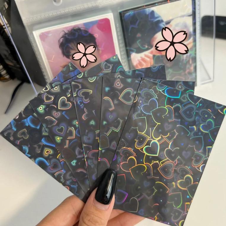50pcs Simplicity Shiny Kpop Idol Photocard Holder Chic Ins Korean Glitter Heart Style Photocard Cover Case ID Student Card Film