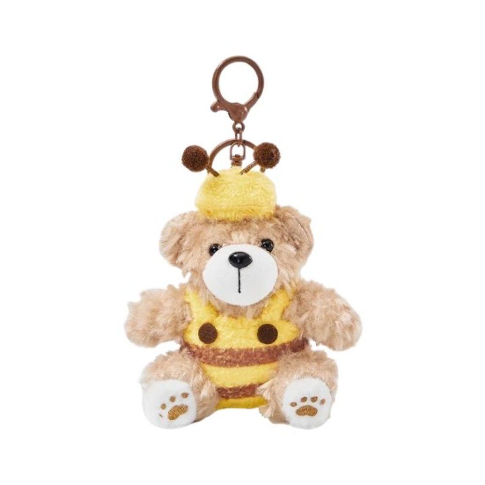 Мультяшный плюшевый брелок для ключей с изображением животного, кулон, забавный брелок для ключей в виде медведя и пчелы для девочек