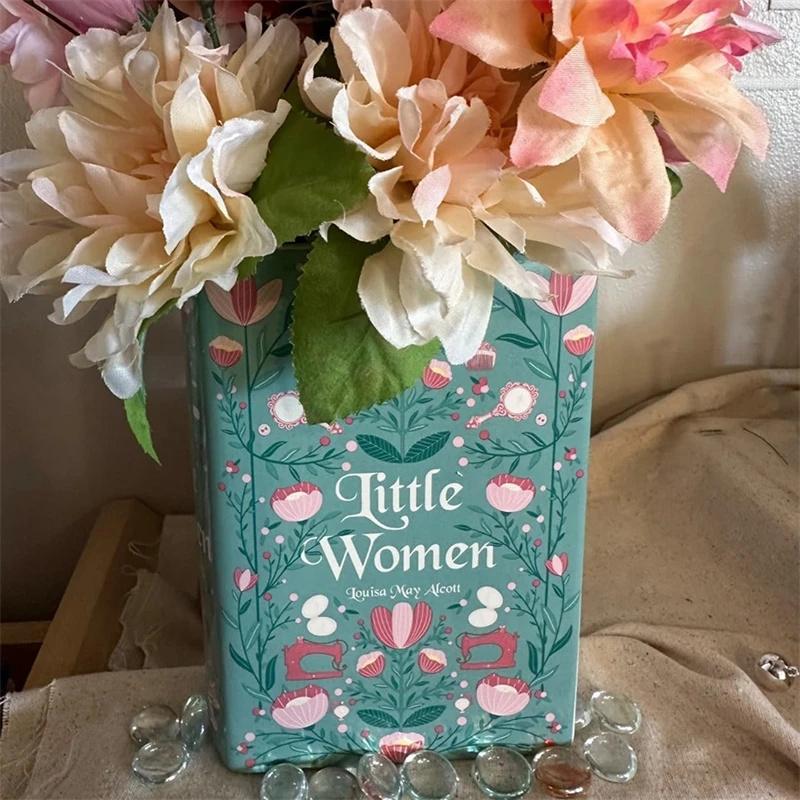 Book Shaped Ceramic Vase Mini Flower Holder Gothic Vampire Little Women Inspired Living Room Table Centerpiece For Book Lovers