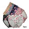 7pcs Plus-Size Women's Panties with Floral Patterns Sexy Hip-Enhancing High-Waisted Triangle Underwear for Women