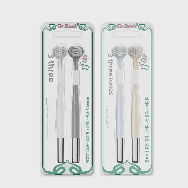 Двойная упаковка: Трехсторонняя зубная щетка для взрослых Dr.Baek для домашнего использования - популярный корейский бренд